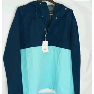 New Free Assembly Jacket All Weather Anorak Hooded  Women's Medium Blue Pockets